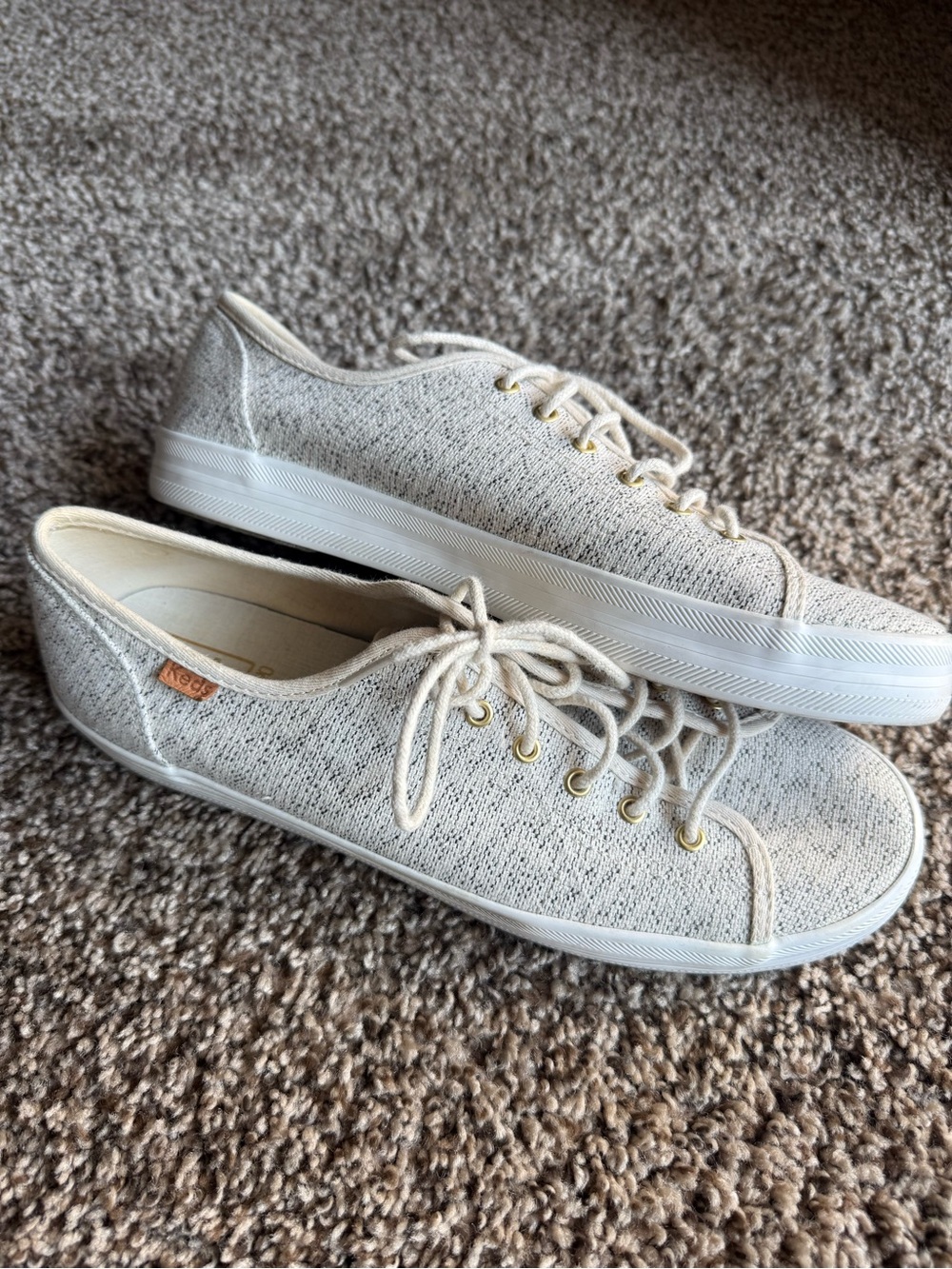 Keds Canvas Sneakers Size 9.5 Womens Shoes Ortholite Lace Up White Beige Neutral